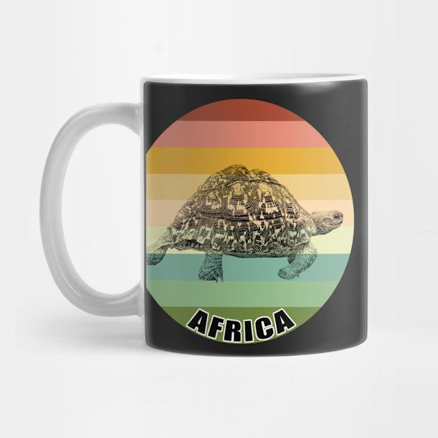 Leopard Tortoise on Vintage Retro Africa Sunset by scotch